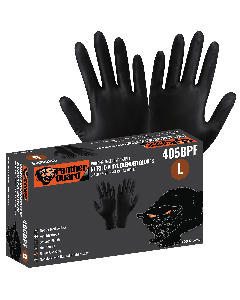 Panther-Guard&#174; Industrial-Grade, Powder-Free, Black Nitrile/Vinyl Blended, 5-Mil, Smooth Finish, 9.5-Inch Disposable Gloves - 405BPF