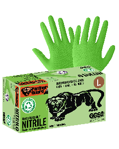 Panther-Guard&#174; Biodegradable Nitrile, Powder-Free, Industrial-Grade, High-Visibility Green, 6-Mil, Unique Wave Pattern, 9.5-Inch Disposable Gloves - 945PF