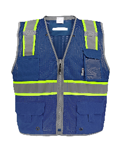 FrogWear&#174; HV Blue Enhanced Visibility Surveyors Safety Vest - GLO-067B