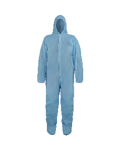FrogWear&#8482; Premium, Blue, Self-Extinguishing, Anti-Static Disposable Coveralls with Boots and a Hood - NW-COV850FR