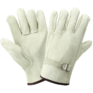 Premium-Grade Grain Cowhide Leather Drivers Gloves with Pull Strap Wrist - 3200PS