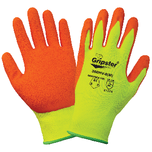 Gripster® Orange Etched Rubber Coated High-Visibility Lightweight Gloves with Cut, Abrasion, and Puncture Protection - 360HV