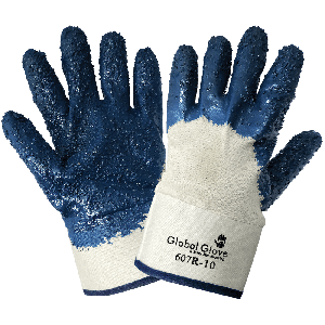 Rough Finish Solid Nitrile Three-Quarter Coated Two-Piece Jersey Gloves - 607R