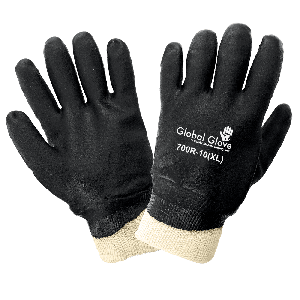Jersey Liner Double-Coated with Black PVC Chemical Handling Gloves - 700R
