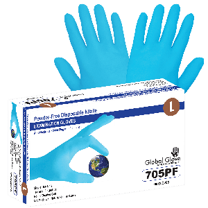 Nitrile, Powder-Free, Medical-Grade, Blue, 5-Mil, Textured Fingertips, 9.5-Inch Disposable Examination Gloves - 705PF