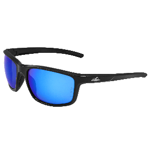 Pompano™ Blue Mirror Performance Fog Technology Lens, Shiny Black Frame Safety Glasses - BH2759PFT