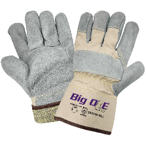 Big Ole 2100-L Side Split Leather Palm Gunn Cut 9 oz Safety Cuff Dozen Global Glove Canvas Back 