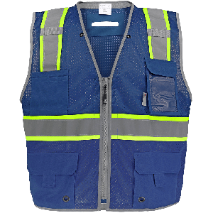 FrogWear® HV Blue Enhanced Visibility Surveyors Safety Vest - GLO-067B