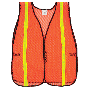 FrogWear® HV High-Visibility Orange Economy Mesh Safety Vest with Reflective - GLO-10-O-1IN