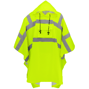 FrogWear® HV High-Visibility Yellow/Green Polyester Rain Poncho - GLO-850
