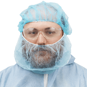 FrogWear™ Blue Polypropylene Disposable Beard Covers - NW-PPBR18-B
