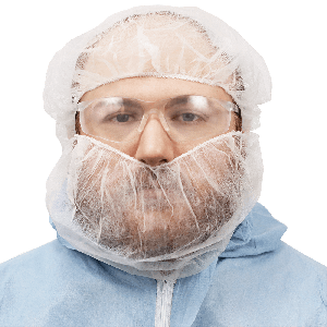 FrogWear™ White Polypropylene Disposable Beard Covers - NW-PPBR18-W