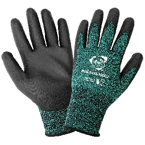 PUG™ Black Polyurethane Coated Touch Screen Compatible Gloves with Cut, Abrasion, and Puncture Resistance - PUG-14TS