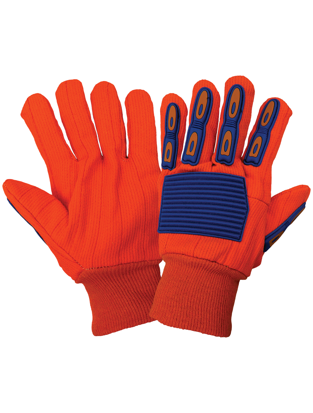 Global Glove and Safety Hand Protection, Eye Protection, Cooling  Protection, Heat Stress, Cut Resistant Protection Corded Orange 18 oz.  Cotton/Polyester Gloves with TPU Impact Protection - C18OCPB