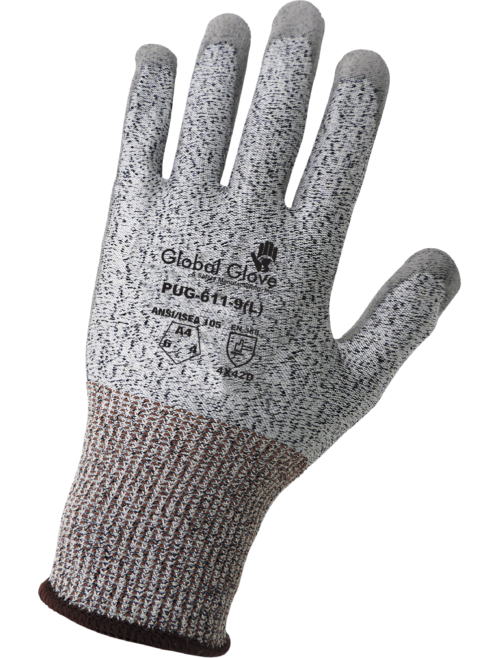 Salt-and-Pepper Polyurethane Coated Cut Resistant Gloves, XXL