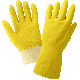 Economy Flock-Lined Yellow Latex Unsupported Gloves with Honeycomb Pattern Grip - 150FE