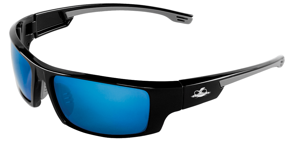 Dorado® Blue Mirror Performance Fog Technology Polarized Lens, Shiny Black Frame Safety Glasses - BH95129PFT