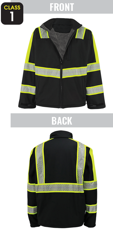 EV-SJ1 - FrogWear® HV - Premium Enhanced Visibility Black Sherpa-Lined Softshell Jacket