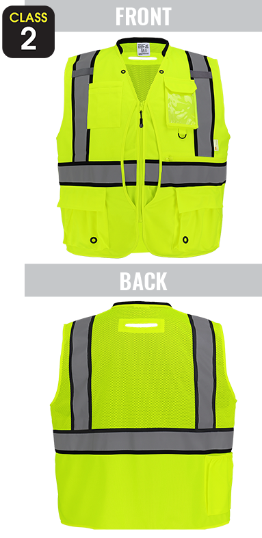 GLO-088 FrogWear® HV High-Visibility Premium Surveyors Safety Vest, ANSI Class 2