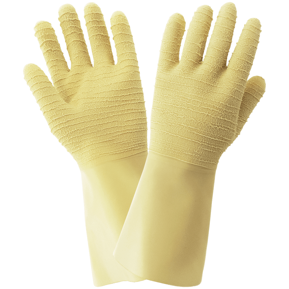 FrogWear® Wrinkle Patterned 22-Mil Unlined Natural Rubber Latex Unsupported Gloves - 190ETC